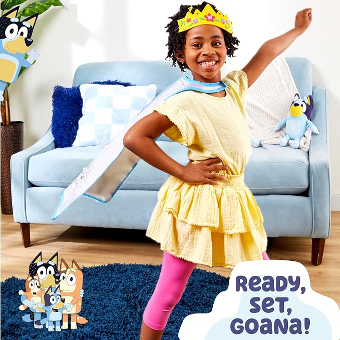 Bluey Creative Dress-Up Set, Includes Colorable Cape, Felt Crown, & Play Mask, Foam Stickers, Coloring Markers, and Gems, Bluey Toys, Toddler Activities, Dress Up Costumes for Kids, Fun Family Toy