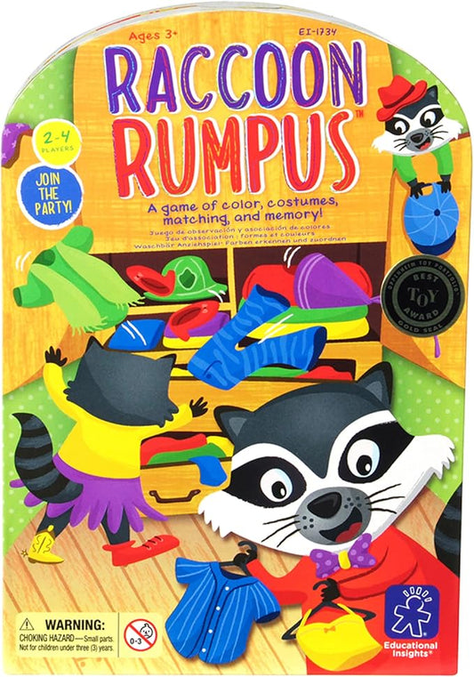 Educational Insights Raccoon Rumpus - Color Matching Game for Kids, 2-in-1 Memory Matching Games for Toddlers 3-5, Skill-Building Preschool Games, Early Learning Color Board Game, Boys & Girls Ages 3+