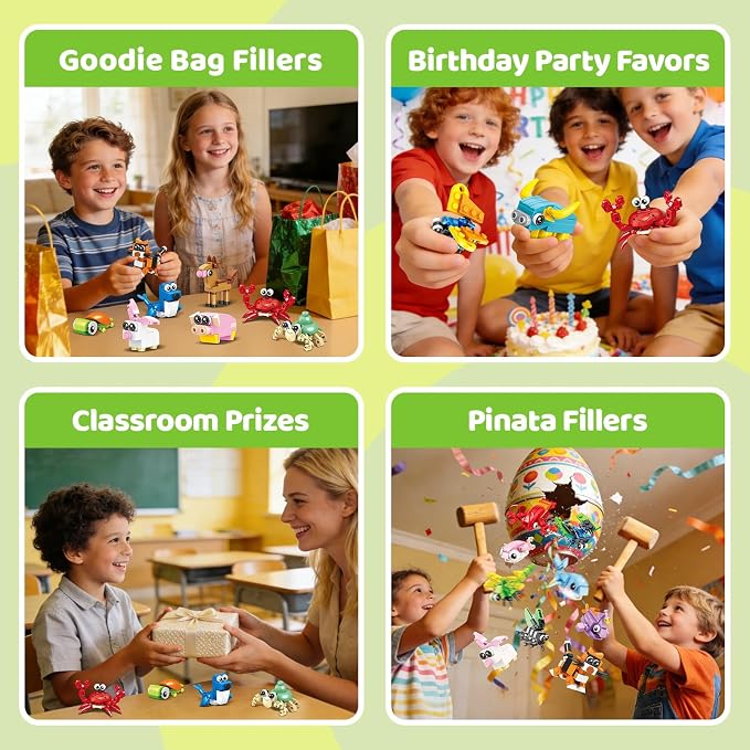 Mini Building Blocks Set Party Favors for Kids 4-8, 36PCS | Small Animal Building Kit, Treasure Box Prizes, Pinata Stuffers for Kids, Prize Kids Classroom, Goodie Bag Stuffers
