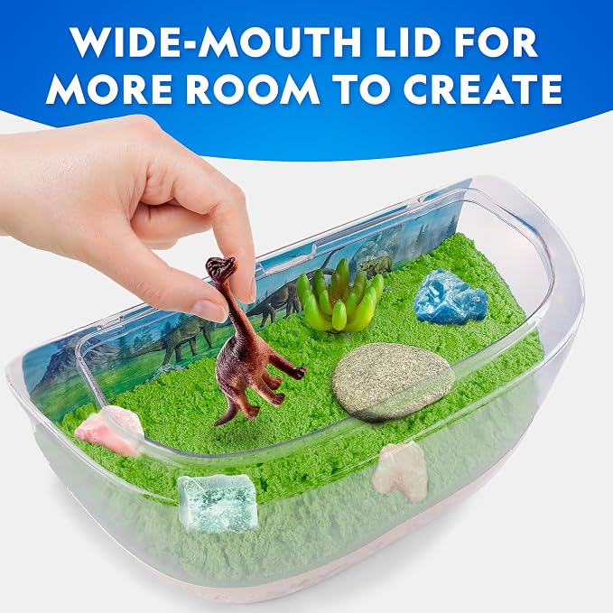 National Geographic Light-Up Dinosaur Terrarium Science Kit for Kids | Multicolor Light, Play Sand, Real Gemstones and Dino Figures, Prehistoric Habitat, DIY Science Activity, Birthday Gift