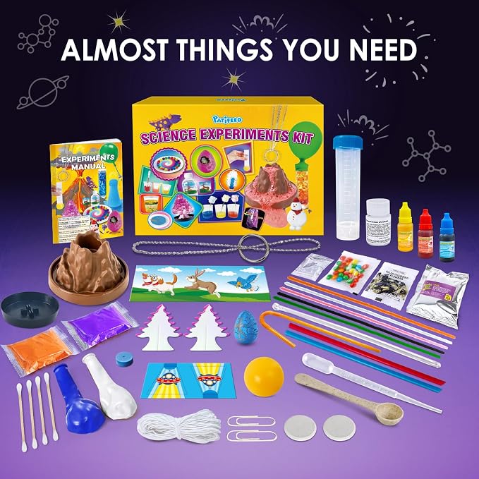 PATIFEED 50+ Lab Experiment Science Kit for Kids Chemistry Set S.T.E.M Toys | Magic, Volcano, Crystal Growing, Hands-On Activities, Birthday Gifts for Boys Girls
