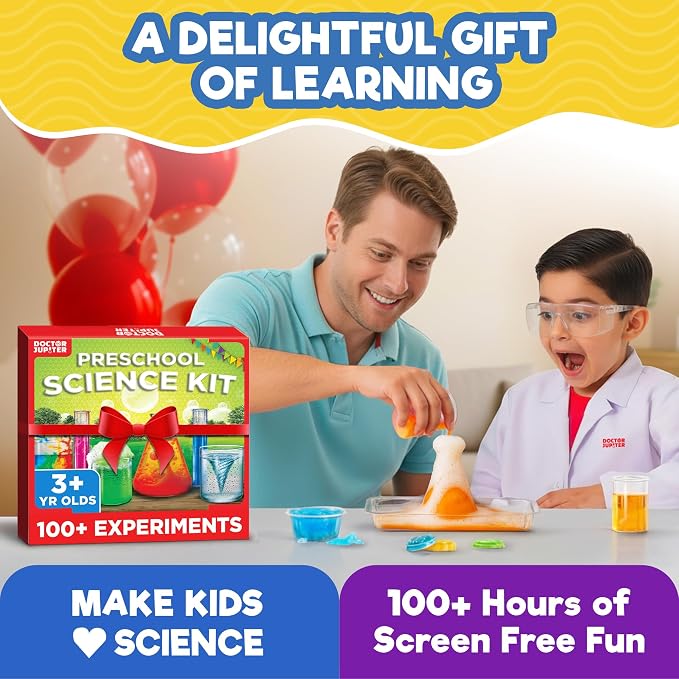 Doctor Jupiter Preschool Science Kit for Kids Ages 3-5, Birthday Gift | Science Kits for Kids Ages 3-5, 100+ Experiments, Birthday Gift for Boys & Girls Ages 3,4, Learning & Educational Toy