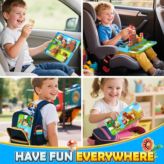 Magnetic Blocks Travel Toys with Portable Metal Tin – Toddler Magnet Tiles | Building Blocks STEM, Montessori Kids Toys for 3+ Year Old Boys & Girls, Classroom Must Haves, and Sensory Toys