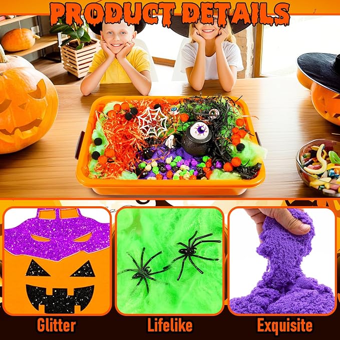 Bbiamsleep Halloween Sensory Bin, 141 Pcs Halloween Sensory Bin Filler | Halloween Sensory Bin Items, Halloween Sensory Kit with Sandboxes Accessories