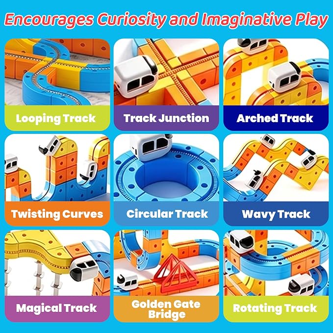 114PCS Electric Train Track Set for Kids – Flexible Race Tracks with Motorized Anti-Gravity Train, STEM Educational Building Toy for Boys & Girls Ages 3-8