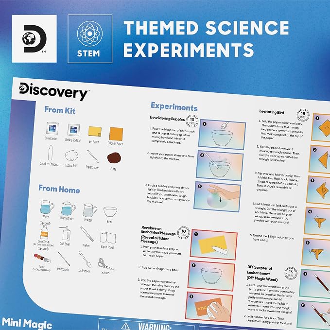 Discovery Mini Science Kit 8-Pack, 32 STEM Science Experiments for Kids, Chemistry, Crystal Growing, Slime, Magic, Space, Creepy, Frozen Activity Sets, Educational Learning Toy, Boys Girls Gift Age 8+