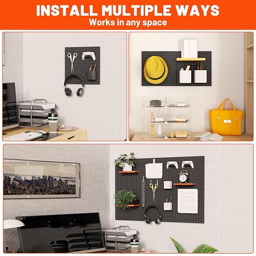 ValueMax 4 Pack Metal Pegboard Panels, 12"x12" Wall Tool Organizer | Heavy Duty Steel, Modular Storage, Garage Workbench, Tool Hooks, Kitchen Organization, Craft Room, DIY Workspace Setup