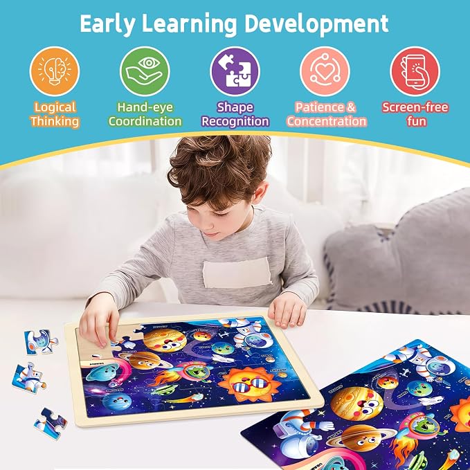 Puzzles for Kids Ages 4-6, 6-Pack 30-Piece Wooden Kids Puzzles | Vehicle Adventure Themes | Educational Puzzles for Kids Ages 3-5, Age-Appropriate Learning Toys, Ages 3+