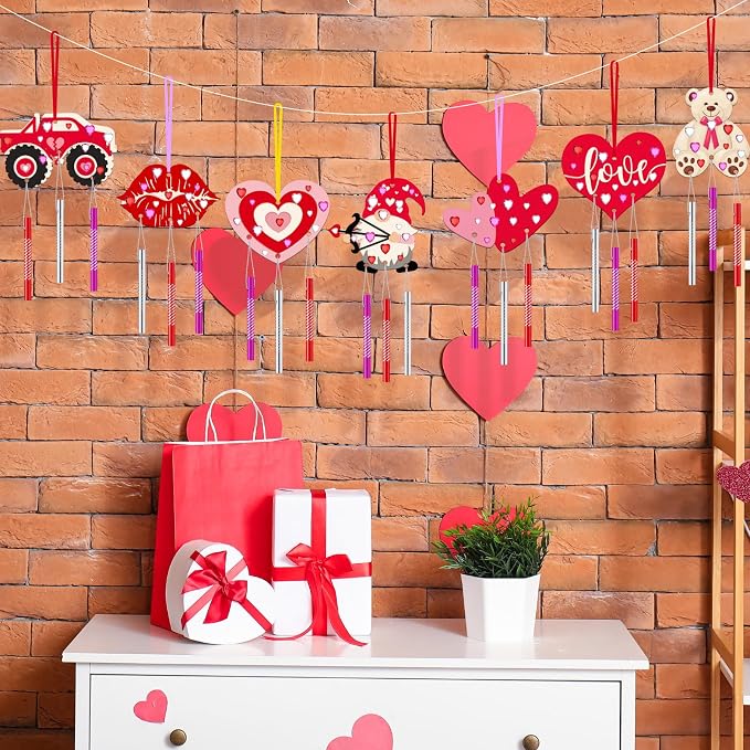 JellyArch 30 Pack Wind Chime Craft Kit Kids Adults, DIY Wooden Ornaments | Bulk Party Activities, Ocean Summer Theme with Bells Ribbons Paints, Heart Rainbow Animal Shapes for Home Decoration