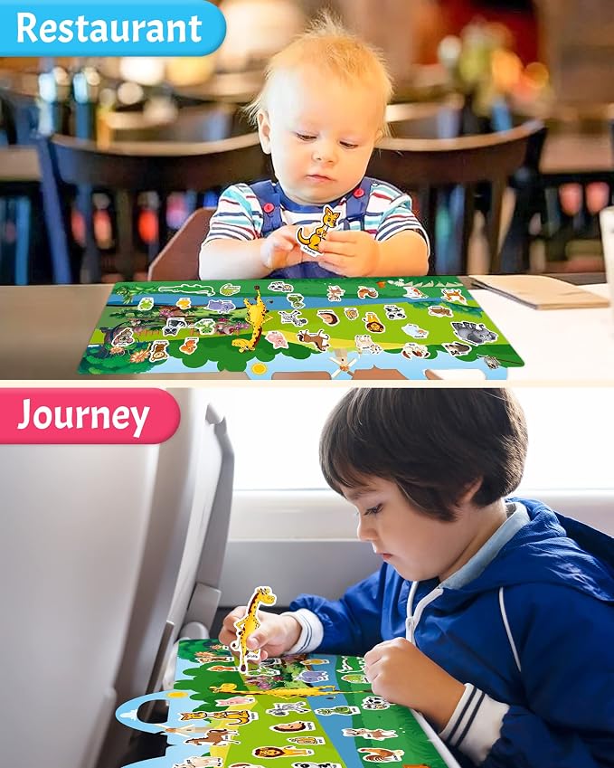 Benresive Reusable Sticker Book for Toddlers, Travel Stickers for Kids | Toddler Travel Activities Toys, Birthday Gifts for Boys & Girls, Airplane Travel & Road Trip Essentials Kids