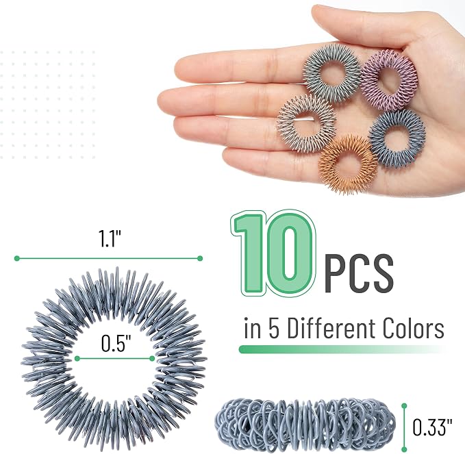 Mr. Pen- Spiky Sensory Rings, 10 Pack, Colorful | Stress Relief Fidget Sensory Toys, Fidget Ring for Anxiety, Massager, Individuals with BFRB, ADHD and Attention Disorder