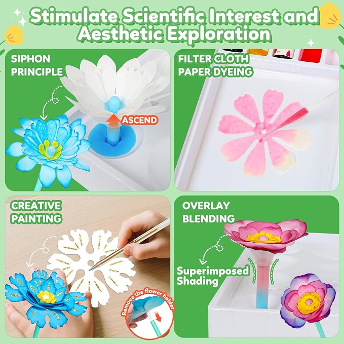CZTCDP Paper Flower Science Kit, Magic Petal Art & Craft Toy for Girls&Boys | Changing Flowers Set, Kids DIY Arts and Crafts, Ideal Birthday Present for Kids Age 6-12, Screen-Free Activity