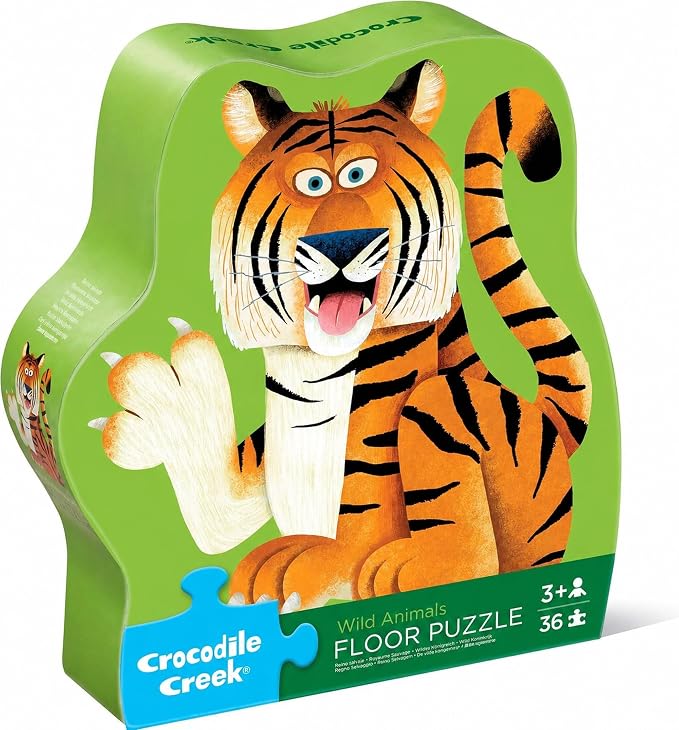 Crocodile Creek Jigsaw Puzzle, 36 Piece for Kids 3 Years and Up, Heavy-Duty Shaped Box for Storage, Finished Puzzle Size 18 x 24 inches, Wild Animals