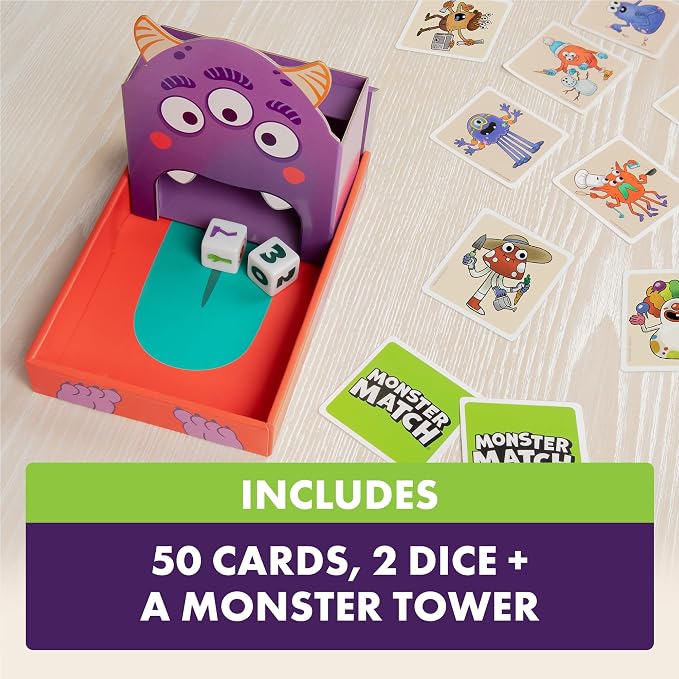Exploding Kittens Monster Match, 2-6 Players, Ages 4+ Kids Matching Game | Roll dice, match monsters, and spot the right cards in this quick kids game that builds counting and pattern skills.