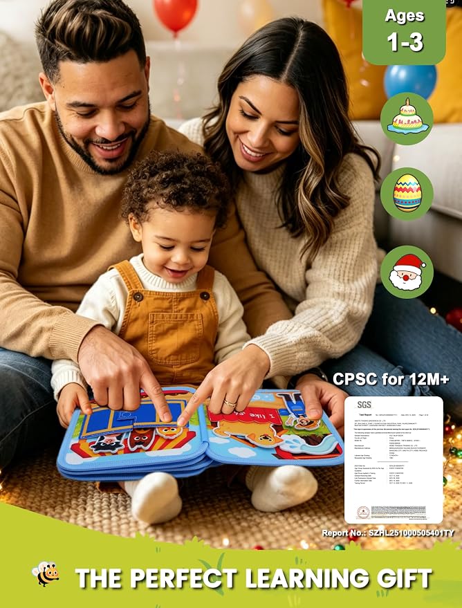 Toddler Busy Book Montessori Toys, Busy Board for Toddlers 1-3, Dog book | Travel toys, Travel essential, Learning activity, Quiet play, Gift ideal, Soft felt book, BPA-free, Non-toxic, Screen-free