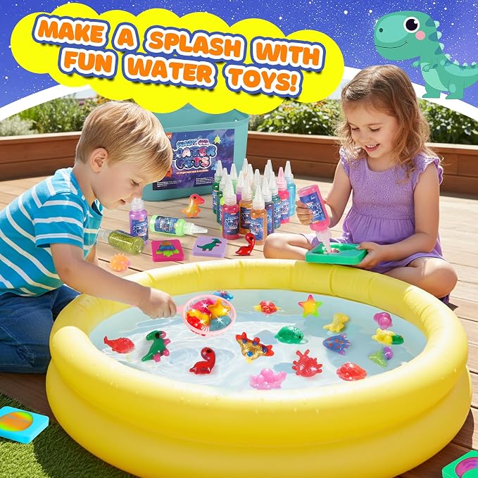 URMYWO Magic Water Elf Toy Kit, 36 Gels & 24 Molds, Squishy Maker for Kids | Aqua Fairy Water Gel Kit with Sparkling, Glow, Bling Gels, Make Your Own Squishies, Dinosaurs Space Molds for DIY Water Pets