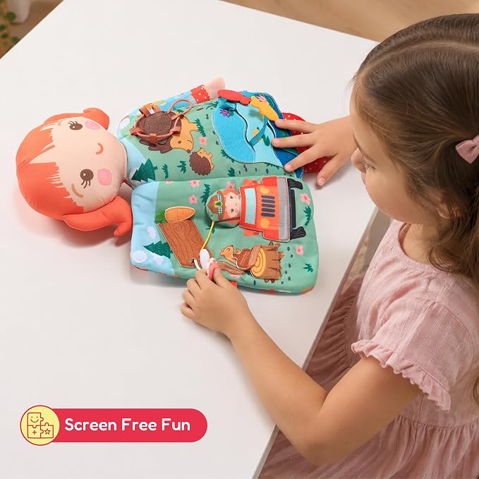 Poppy the Forest Ranger – 2-in-1 Soft Activity Doll & Busy Book | Screen-Free Travel Plush Toy with Tethered Pieces for Toddlers and Preschoolers ages 1–4 by Aleni Brands