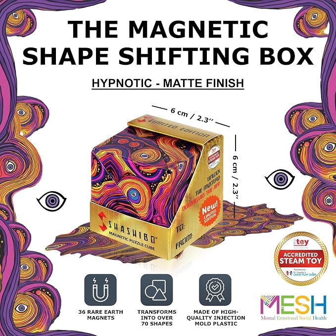 Shashibo DODECA Magnetic Puzzle Cube, Stress Relief Fidget Toy | 100+ Possible Shapes, Sensory Fidget Toy For Adults & Kids, Fun Shape Shifting Puzzle Box For All Ages