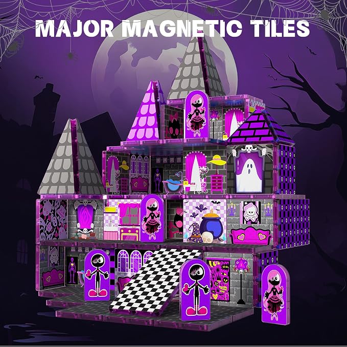 Magnetic Tiles 52PCS, Magnetic Building Blocks STEM Montessori Toys, Preschool Classroom Must Haves, Toddler Sensory Educational Toys for Kids Ages 3-12, Christmas Birthday Gift for Boys Girls(PURPLE)