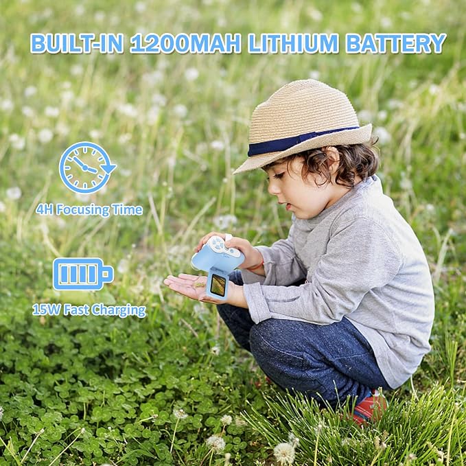 1000X Microscope for Kids 8-12, 4K HD Screen with 6 LED Lights, Portable Microscope for Outdoor STEM Learning, Rechargeable Science Kit, Birthday Easter Gifts for Kids