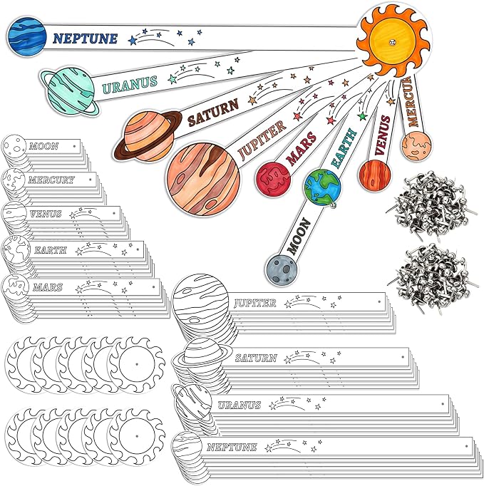 Glenmal 36 Set Solar System Model Craft Kit Kids DIY Planets Solar System Paper Art Set Decor Outer Space Preschool Activities Supplies for Montessori Learning Homeschool Toddler(Blank)