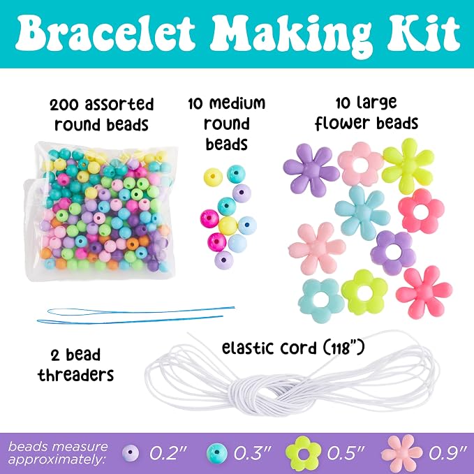 Creativity for Kids Beaded Flower Bracelet Kit, Make 5 (Ages 6+)