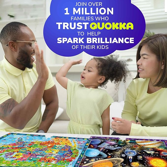100 Piece Puzzles for Kids Ages 6-8 - 3 Jigsaw Kids Puzzles Ages 4-6 | Learning United States, World Map, Space - Toddlers Puzzles for Ages 5-8 - Kids Puzzles Ages 8-10-12 Year Old Educational