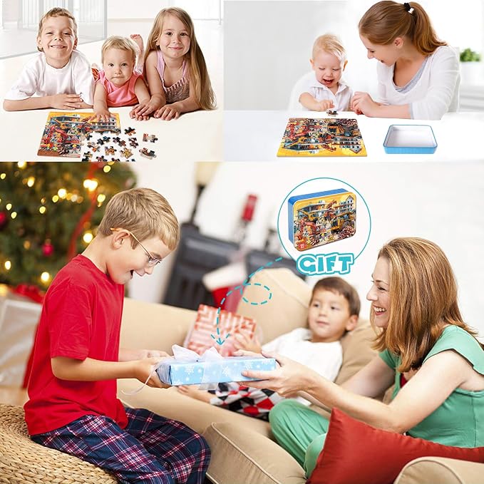 LELEMON Puzzles for Kids Ages 4-8 60 Piece Construction Site Puzzle for Kids Boys Girls Children Learning Educational Puzzls Portable Box Pack Toy