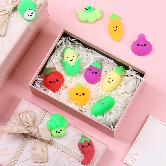 Mr. Pen- Vegetable Squishy Toys, 12 Pack | Washable Twistable Stretchy Squishies, Soft Stress Relief Sensory Toys for Squeezing, Kids’ Gifts