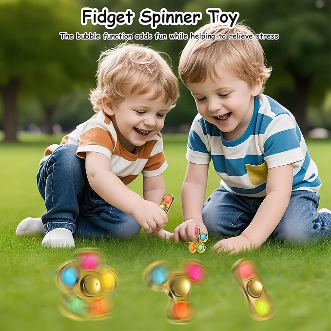 FIGROL 3 Pack Pop Fidget Spinners Stocking Stuffers. Sensory Fidget Toys for Kids, Teens, Boys & Girls