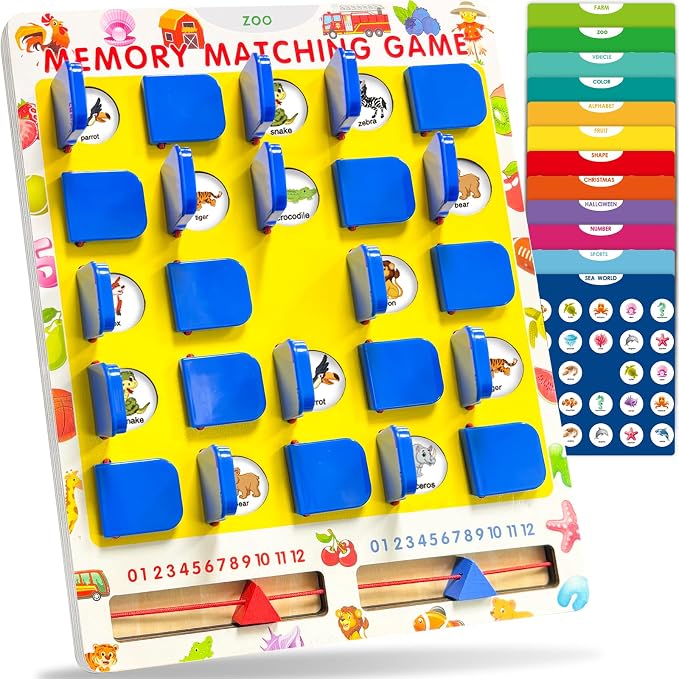 Matching Memory Game for Kids, Travel Toys Games Activities for 3-5 4-8 | Board Games 4-6, Car Games, Airplane Toys, Kids Toddler Road Trip Activities Essentials, Boys Girls Birthday Gifts