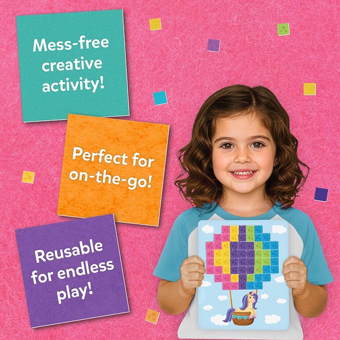 Skillmatics Felt Fun – Unicorns & Princesses, 3D Mosaic Art & Craft Kits | Reusable Color Matching Activity, Mess-Free, Travel Toy, Arts & Crafts, Fine Motor Skills, Girls & Boys Ages 3, 4, 5, 6, 7, 8