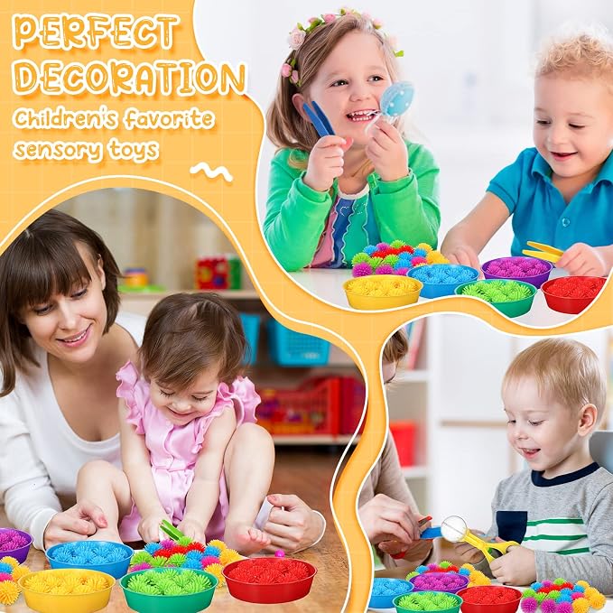 Leitee 71 Pcs Sensory Bin Filler,Blue,Regular | Hedge Balls Tweezers Clips Cups, Fine Skills Toys Set for Kids Counting Sorting, Sensory Bin Tools Preschool Learning