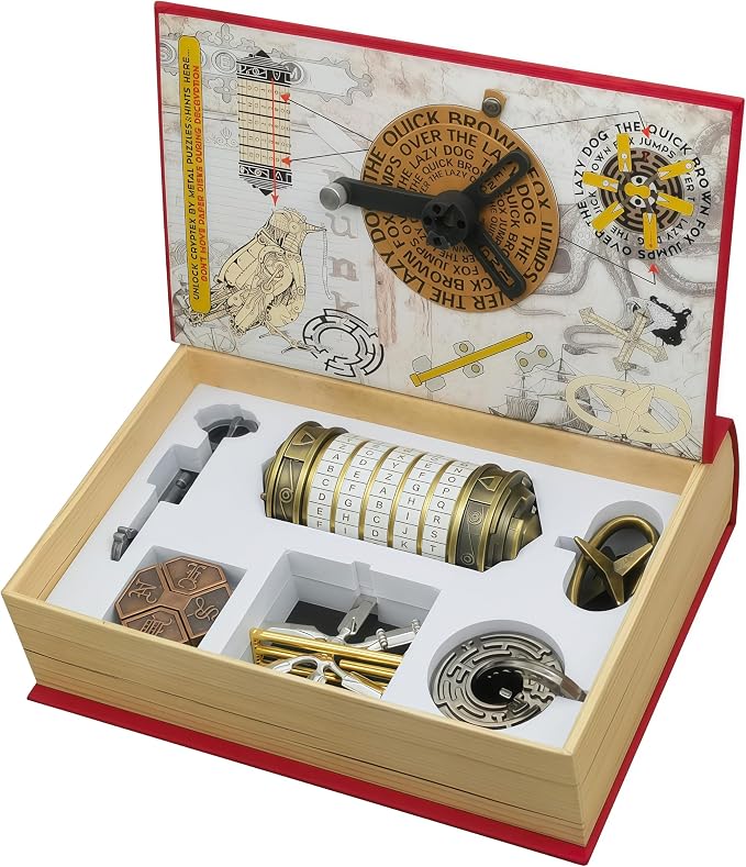 Da Vinci Code Mini Cryptex Metal Puzzle Box Set - 6PCS 3D Brain Teasers, IQ Challenge for Adults Teens, Gift for Christmas Birthday Valentine's Day, Anniversary & Family Party Game