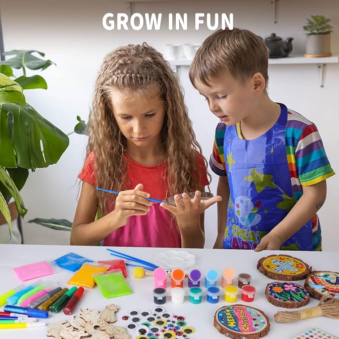 EPUMP Wood Painting Kit for Girls 8-12: Glow in The Dark Wood Arts and Crafts Supplies Kit for Kids 6-8 - Creative Paint Drawing Toys Easter Gifts for 6 7 8 9 10 11 12 Year Old