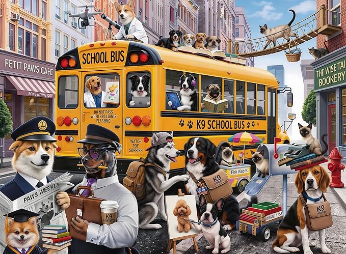 Puzzles for Kids Ages 6-8 8-10 200 Piece Puzzles Colorful Bus Dog Puzzle | 200 Piece for Learning Educational Puzzles .Puzzles for 6 7 8 9 10 11 12 years old boys and girls.Learning Puzzle Toy
