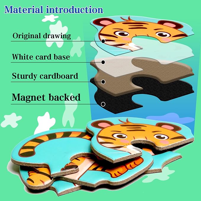 Magnetic Puzzles for Kids Ages 3-5, Travel Toddler Animal Puzzle Toy | Refrigerator Magnet Game for Ages 4-6, Learning & Birthday Gift for Boys, Car Airplane Road Trip Quiet-Time Activity Toys