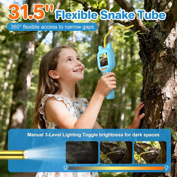 Kids Borescope Toy with Light, 1920P HD Endoscope Snake Wildlife Camera with 2.8" LCD, STEM Educational Science Kit for Ages 3-12,Stocking Stuffer &Outdoor Nature Exploration Gifts for Boys & Girls