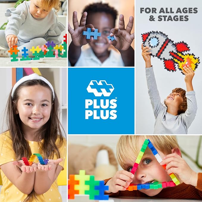 PLUS PLUS 240 Piece Basic Mix - Mini Waffle Blocks, Classroom Must Haves | STEM Toys, Sensory Bin Fillers, Occupational Therapy Tools, Gifts for Boys & Girls, Christmas Stocking Stuffers for Kids