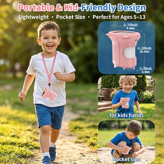 Kids Handheld Digital Microscope 1000X: Science Gift Kit STEM Toy Ages 5-13 | 8GB SD Card for Photo/video, Rechargeable, 2.4" Screen, 8 LEDs, Portable Magnifying Glass Pocket Miniscope for Girls Boys