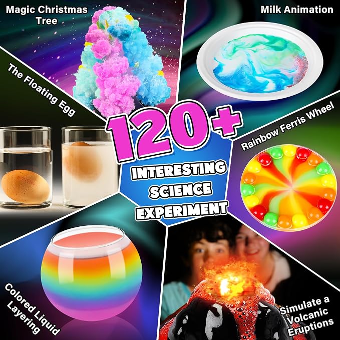 Science Kit for Kids,120 Science Lab Experiments,Scientist Role Play | STEM Educational Learning Scientific Tools,Birthday Gifts and Toys for 6 7 8 9 Years Old Boys Girls Kids