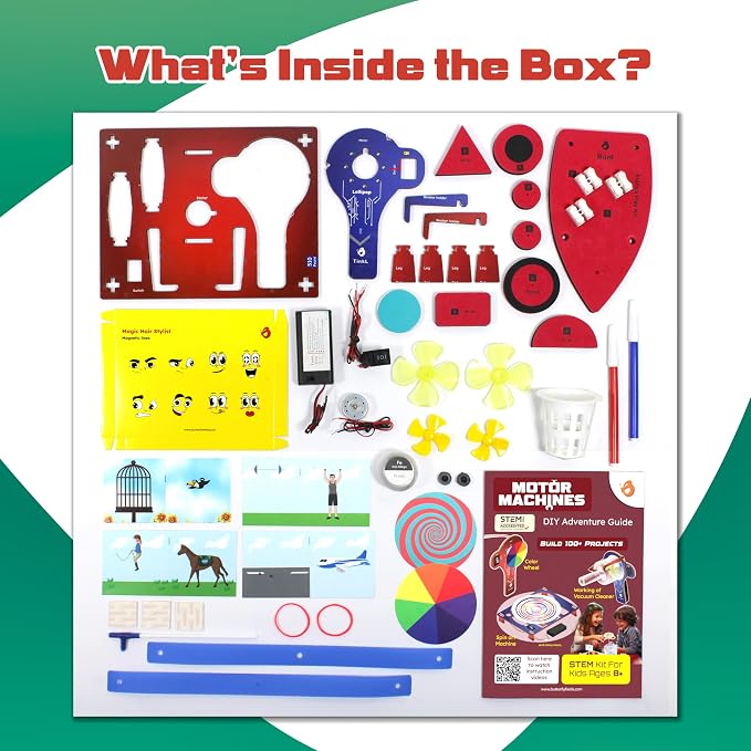 Butterfly EduFields 100+STEM Robotics Gift Kits for Ages 6-10-13 Boys Girls | Engineering & robotics kit with motor machines for kids ages 7 8-10 8-12; STEM building toy | Science Inventor Birthday gift.