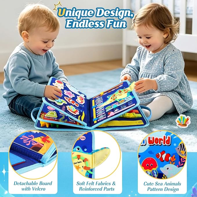 Busy Board Montessori Toys for 2 Year Old Boy Birthday Gift Busy Book | Educational Learning Sensory Quiet Busy Book for Toddlers, Activity Books for Toddlers, Ages 2-4 Travel Toys for Airplane Car
