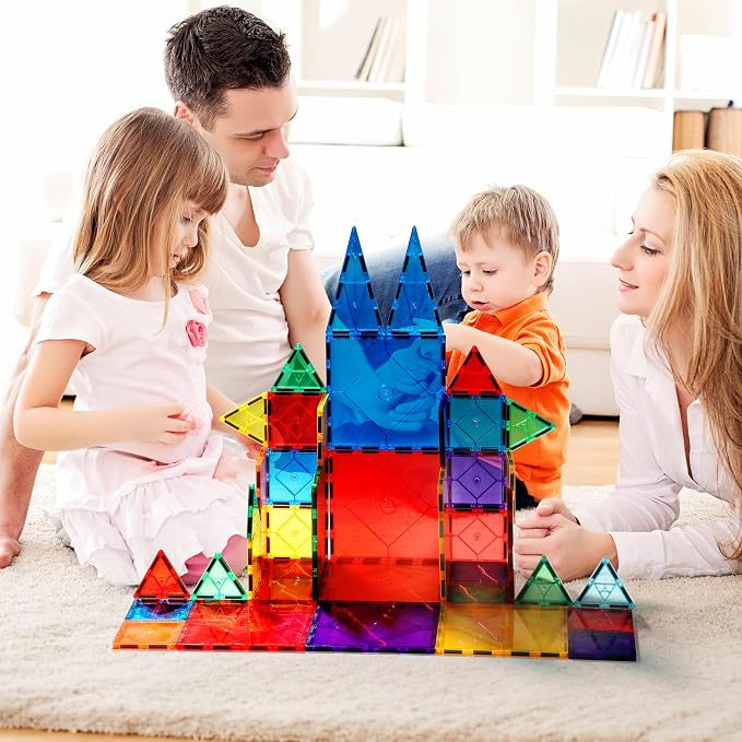 Mruikeny 14-Piece Large Magnetic Tiles, Building Toys for Kids Ages 3+ | 14 Large Magnetic Tiles for Preschool Building Play, Recommended for Ages 3 and Up