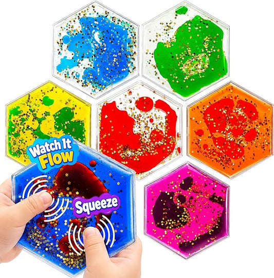 Jumble Comb Hexagon Liquid Motion Sensory Fidget Toy | Liquid-motion sensory toy for ages 3-8 with autism, ADHD or sensory needs; supports focus and visual stimulation.