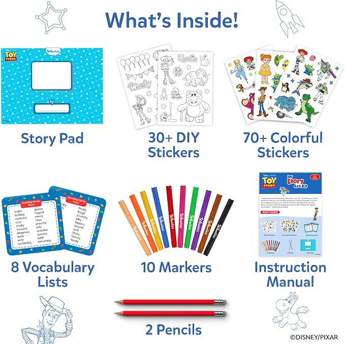 Skillmatics Story Art Kit – Disney•Pixar Toy Story, Storytelling Craft Kit | DIY Craft Kit with 100+ Stickers, Markers & Story Pad, Scrapbooking & Writing Activity, Gift for Kids Ages 5, 6, 7, 8, 9, 10