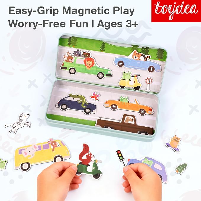 Magnetic Puzzle Box for Kids Ages 3-5, Car Travel Puzzle Game | 30+ Magnetic Pieces, Cultivate Logical Thinking, Quiet Travel Toy, Gift for Girls and Boys