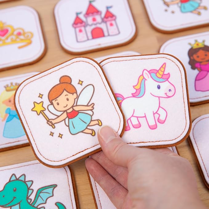 Felt Princess Matching Game for Toddlers – Fairy Tale Memory Game & Flash Cards – Soft and Safe for Ages 1+ – Montessori Preschool Learning Activity – Educational Princess Toy for Girls & Boys