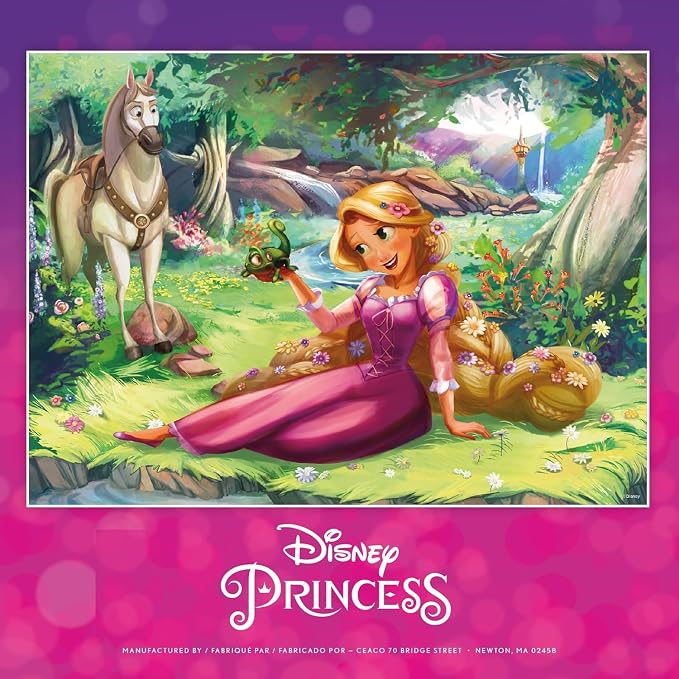 Ceaco - Disney Rapunzel and Pascal - 200 Piece Puzzle for Kids Ages 8-12 | Official Disney Licensed Art, Made in the USA, Recycled Board, Poster Included, 15 in x 11 in, Giftable