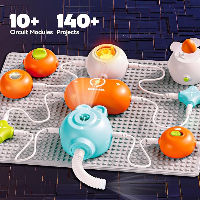 SMILESSKIDDO Science Kits Electronics STEM Kit 140+ Projects 10+ Parts | Over 140 Experiments, 10+ Circuit Parts, Hands-On STEM Learning, Educational Toy, Gift for Kids Ages 3-12